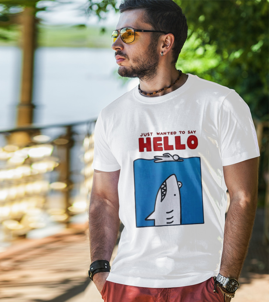 Just Wanted To Say Hello Jaws Shark Comic T-Shirt