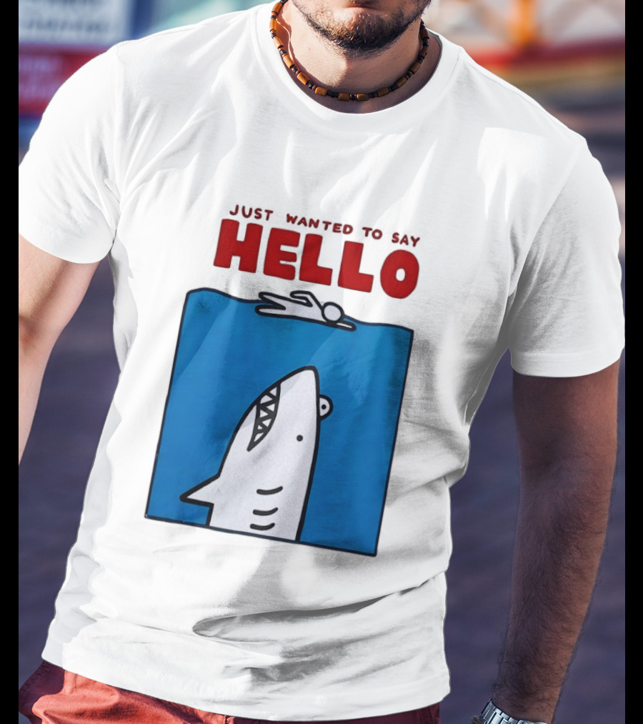 Just Wanted To Say Hello Jaws Shark Comic T-Shirt
