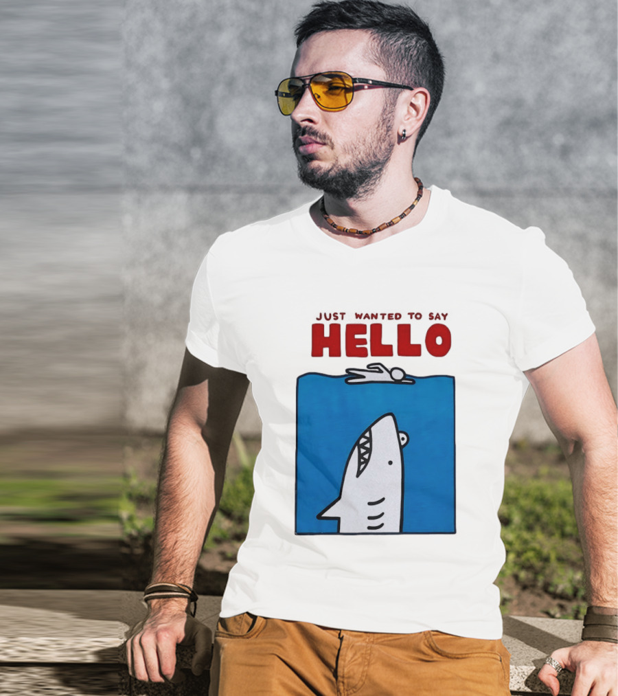 Just Wanted To Say Hello Jaws Shark Comic T-Shirt