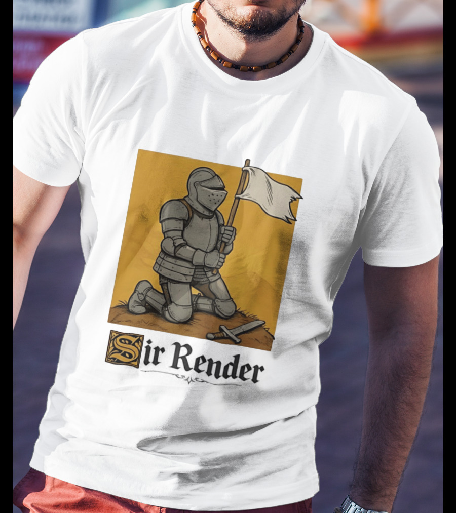 Sir Render Medieval Soldier Holding White Flag Knight Surrender T-Shirt