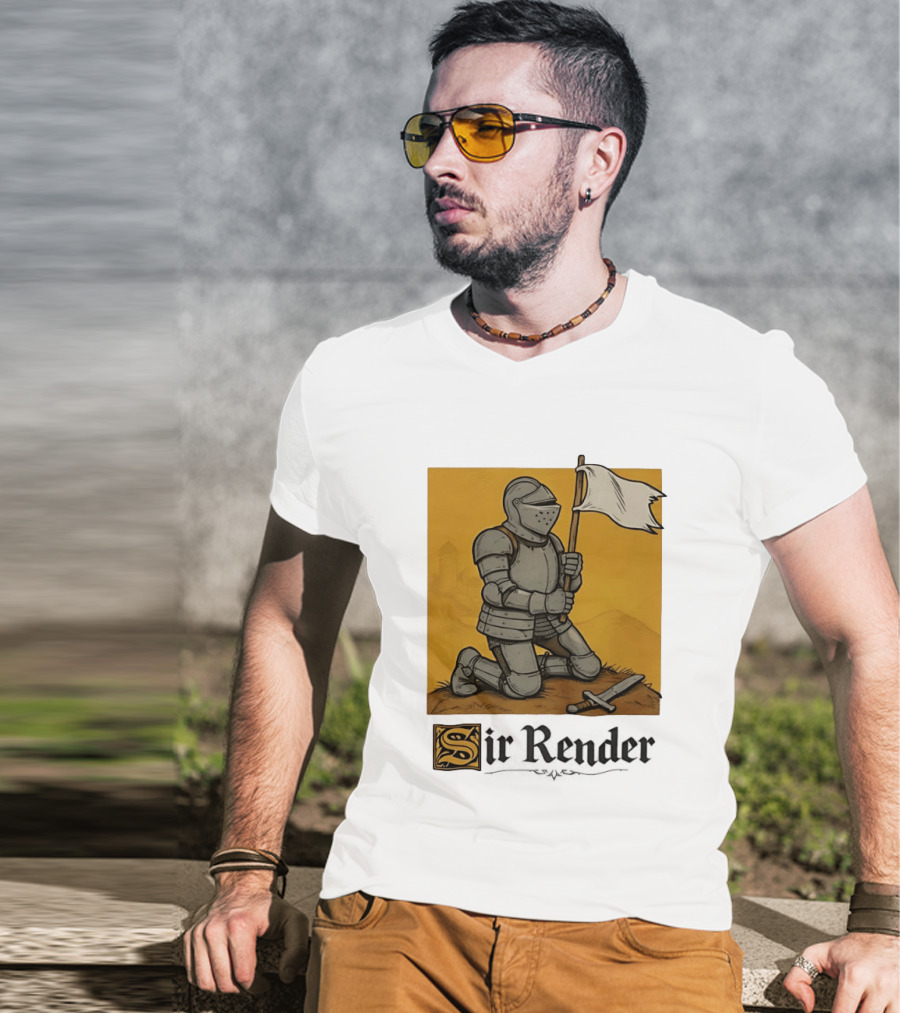 Sir Render Medieval Soldier Holding White Flag Knight Surrender T-Shirt