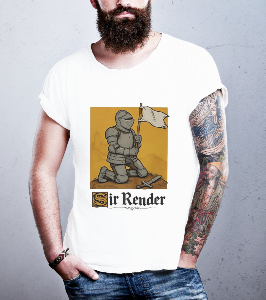 Sir Render Medieval Soldier Holding White Flag Knight Surrender T-Shirt