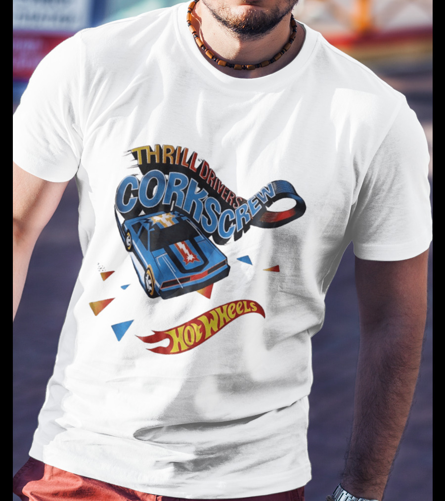 Thrill Drivers Corkscrew Hot Wheels Blue Car Iconic Racing Loop T-Shirt