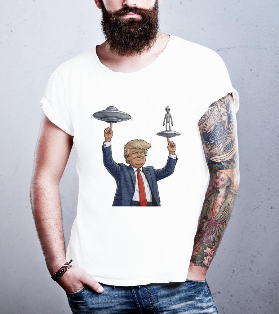 Trump Alien UFO Balancing Act Spinner T-Shirt
