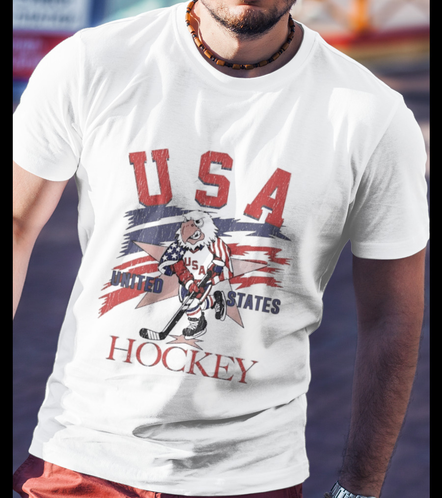 USA Hockey United States Flag Stars And Sticks Bird Player T-Shirt