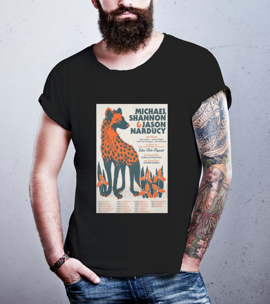 Michael Shannon Jason Narducy Friends Lifes Rich Pageant Tour 40th Anniversary Featuring Bobcat Goldthwait Eugene Mirman T-Shirt