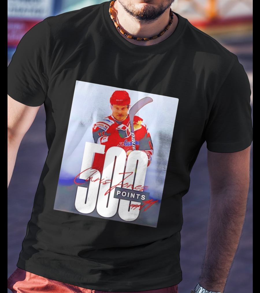 Chris Jones 500 Points Hockey Swindon Wildcats Number 47 T-Shirt