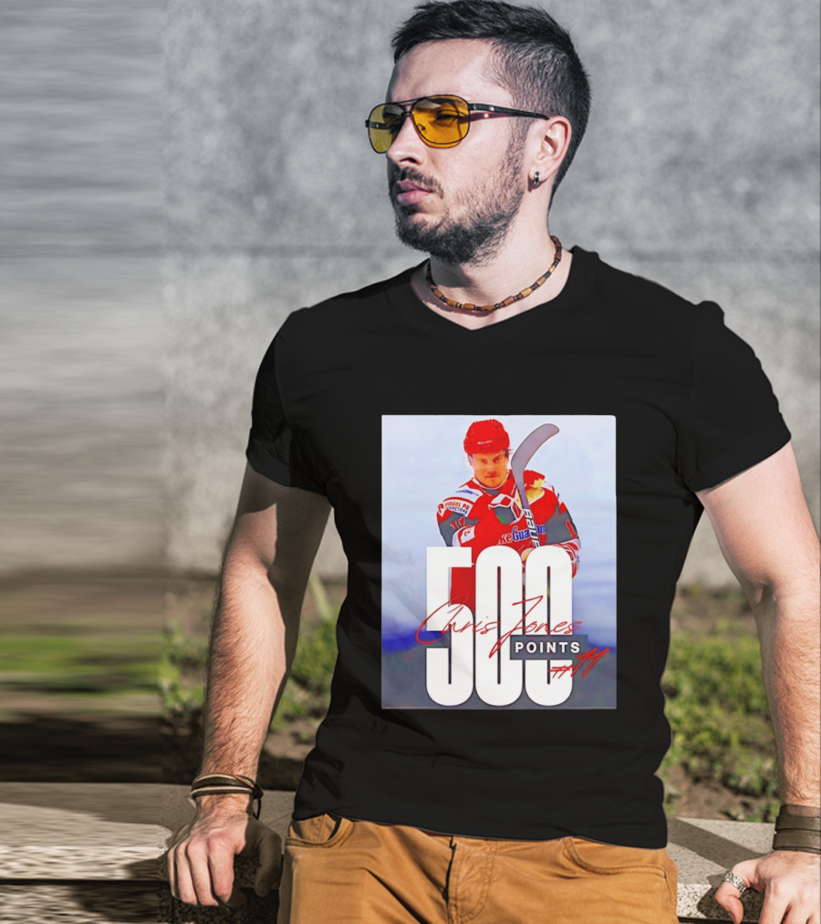 Chris Jones 500 Points Hockey Swindon Wildcats Number 47 T-Shirt