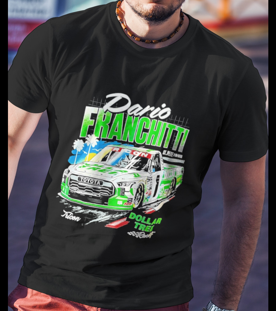 Dario Franchitti Toyota Tundra Dollar Tree Racing Palm Trees And Checkered Flags T-Shirt