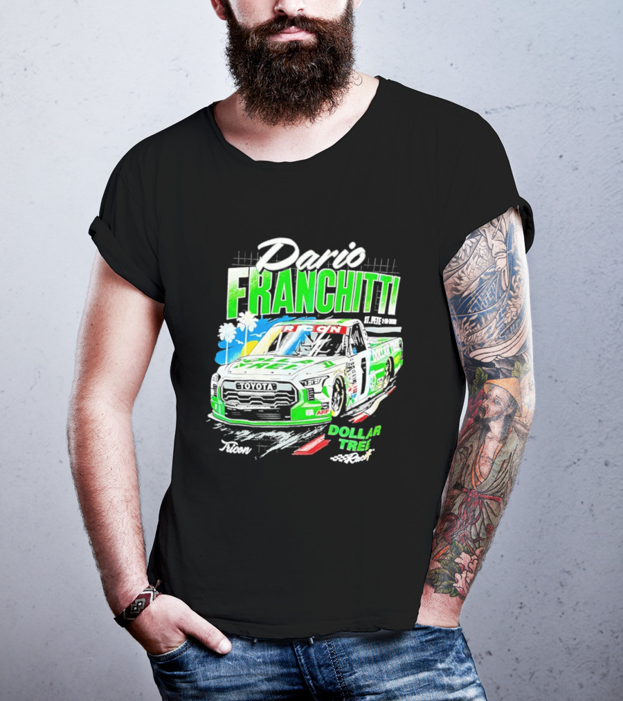 Dario Franchitti Toyota Tundra Dollar Tree Racing Palm Trees And Checkered Flags T-Shirt