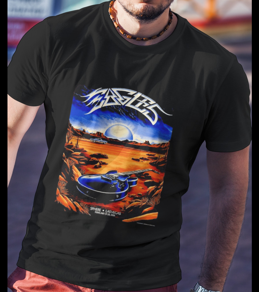 Eagles Live At Sphere Las Vegas February 27 28 2026 Desert Landscape Guitar T-Shirt