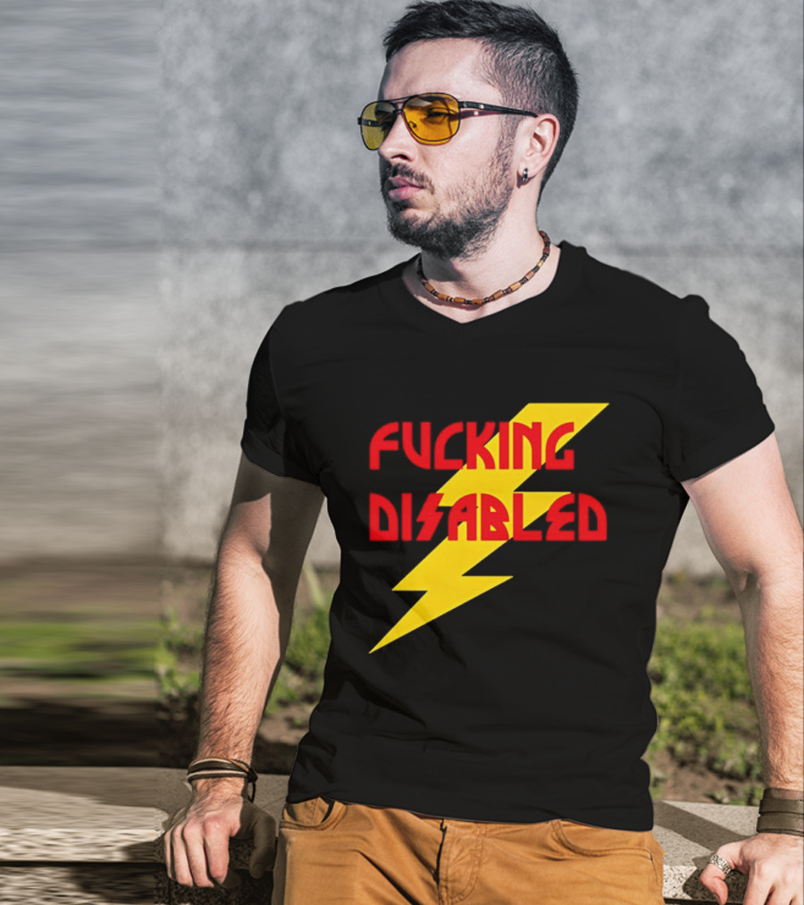 Fcking Disabled Lightning Bolt T-Shirt