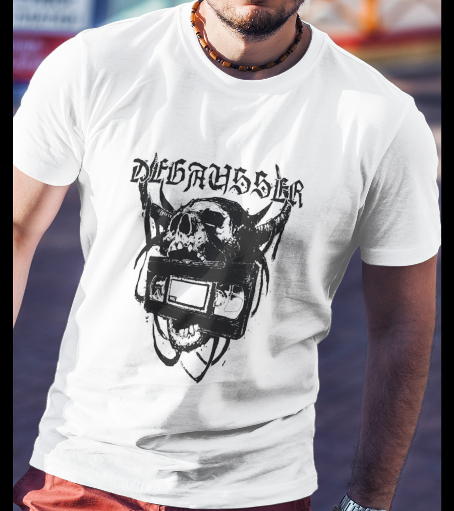 Degausser Skull Grunge Aesthetic With Horns And TV Screen T-Shirt