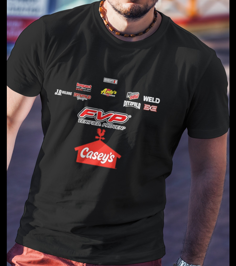 FVP Verified Proven Casey's Pizza Mountain Dew MAXIM Racing Impact Menard's World Racing Group T-Shirt