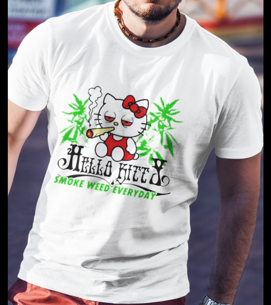 Hello Kitty Smoke Weed Everyday Cannabis Leaves T-Shirt