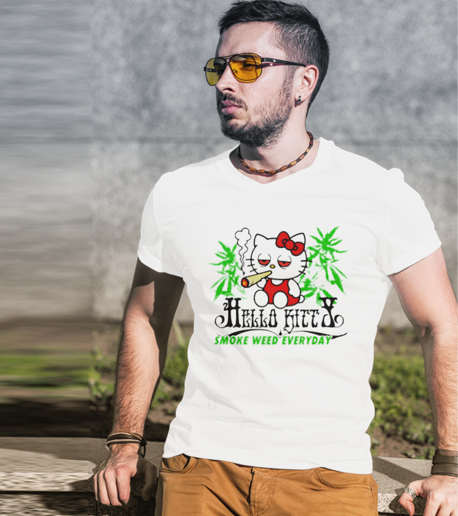 Hello Kitty Smoke Weed Everyday Cannabis Leaves T-Shirt