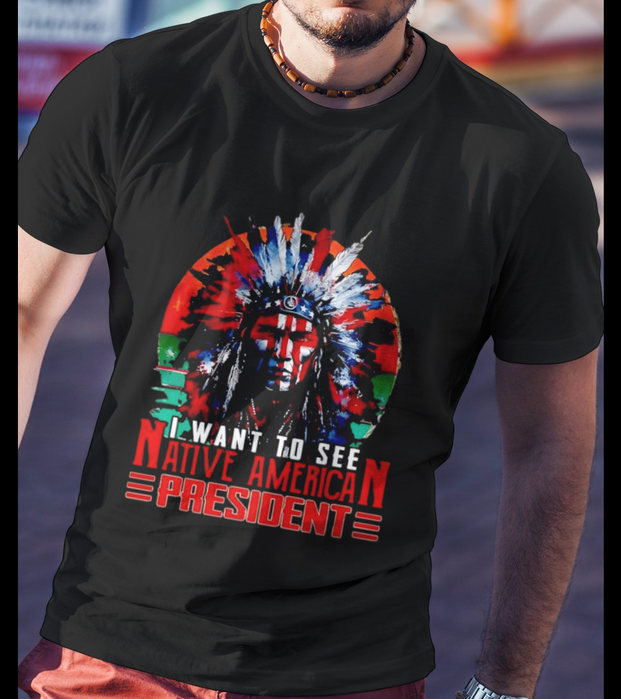 Native American President Bold Statement Feathers Headdress Vision T-Shirt