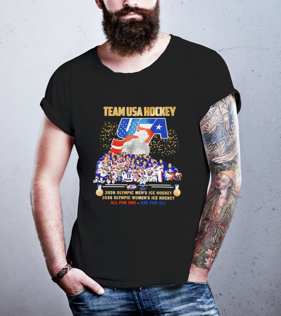 Team USA Hockey 2026 Olympic Men's Women's Ice Hockey All For One One For All T-Shirt