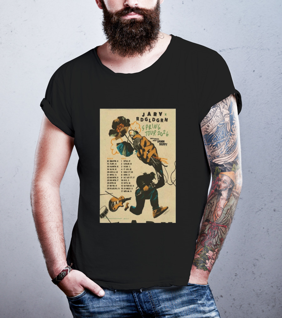 JARV RDGLDGRN Spring Tour 2026 With Guest Damn Skippy Tour Dates T-Shirt