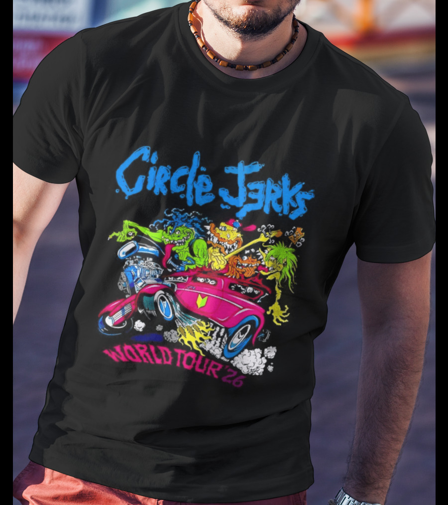 Circle Jerks World Tour 2026 Hot Rod Cartoon T-Shirt