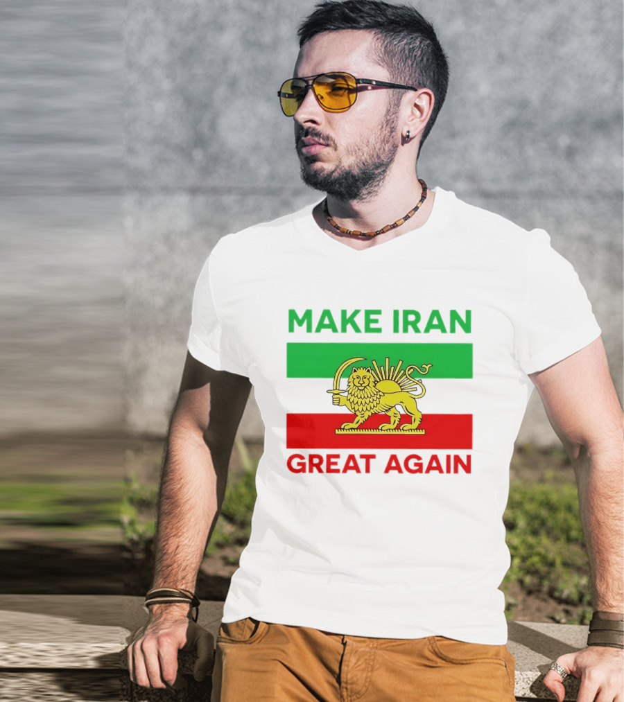 Make Iran Great Again Lion And Sun Symbol 2026 Free Iran T-Shirt