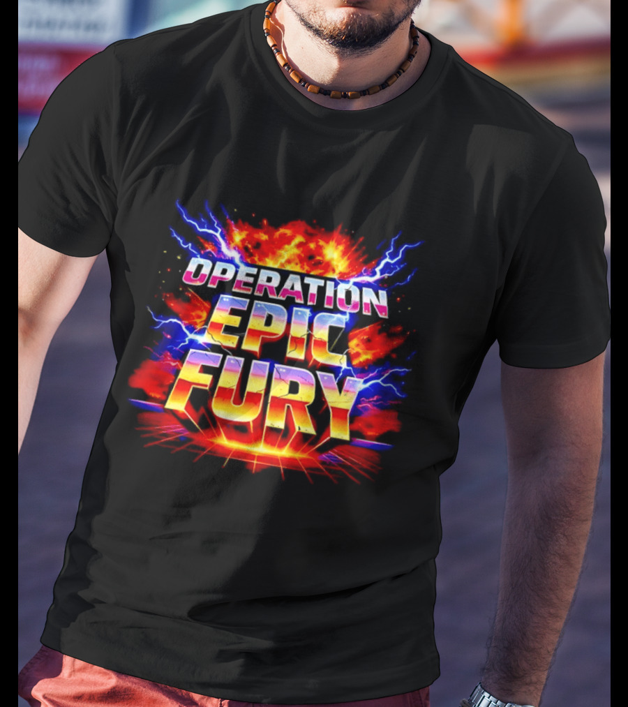 Patriotic USA Operation Epic Fury Lightning Burst T-Shirt
