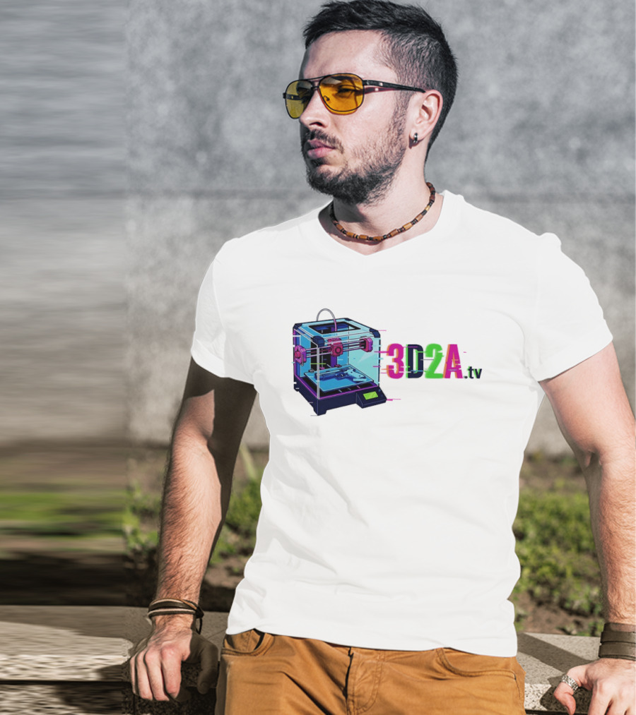 3DZA TV 3D Printer Neon Glitch Aesthetic T-Shirt