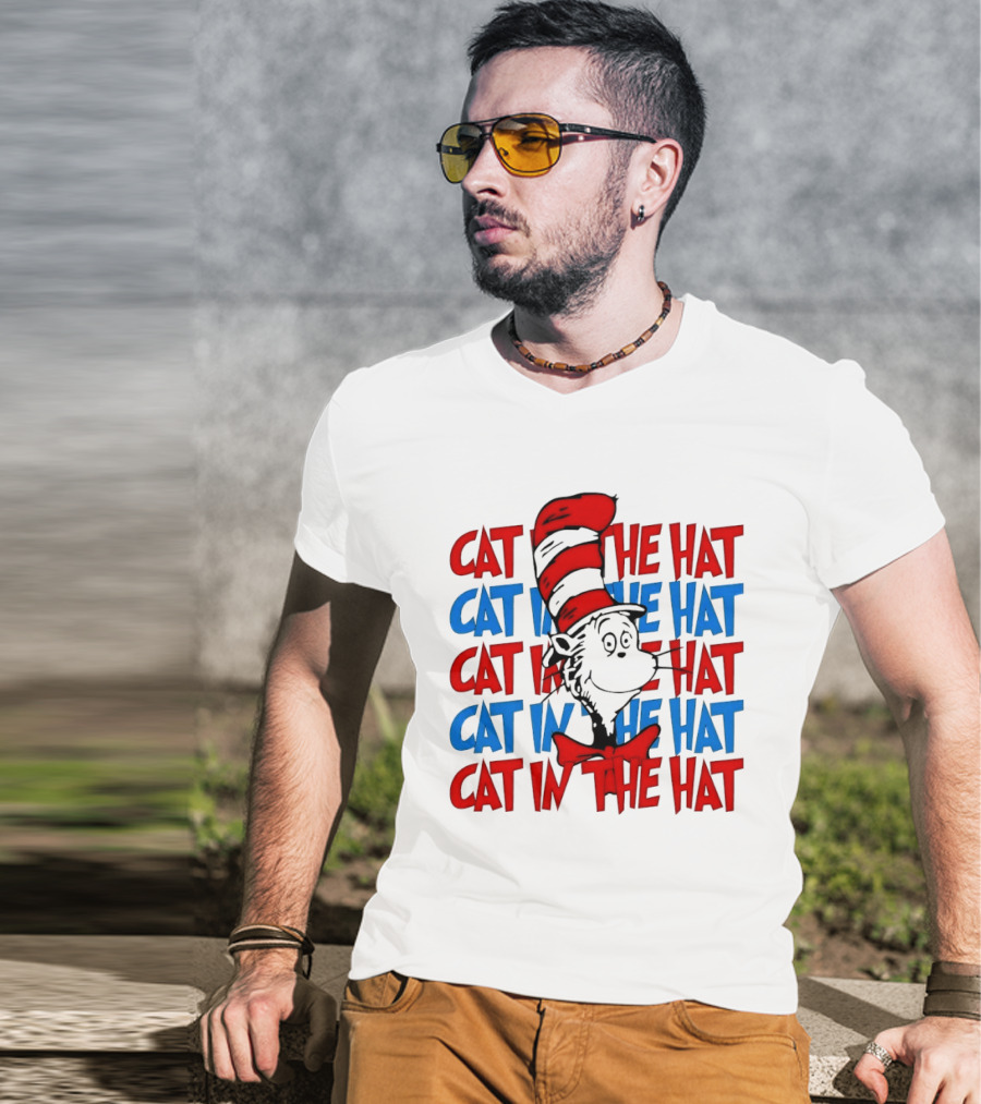 Cat In The Hat Dr. Seuss Red And Blue T-Shirt