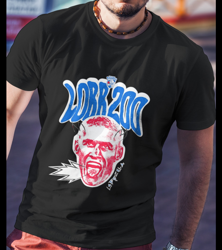 Western Bulldogs Lobb 200 Games Lobbzilla Big Head T-Shirt