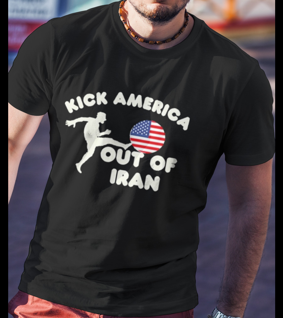 Kick America Out Of Iran Silhouette And Flag T-Shirt