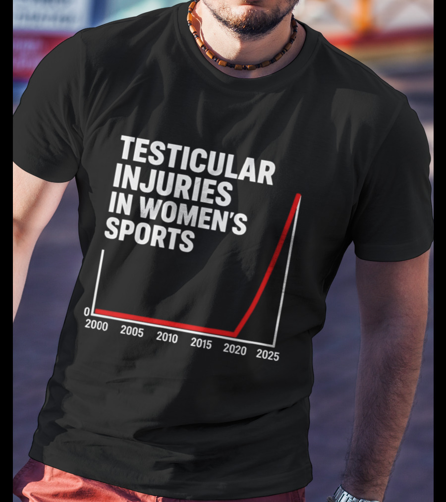 Testicular Injuries In Women's Sports Satirical Chart 2000 2025 Trend Analysis T-Shirt