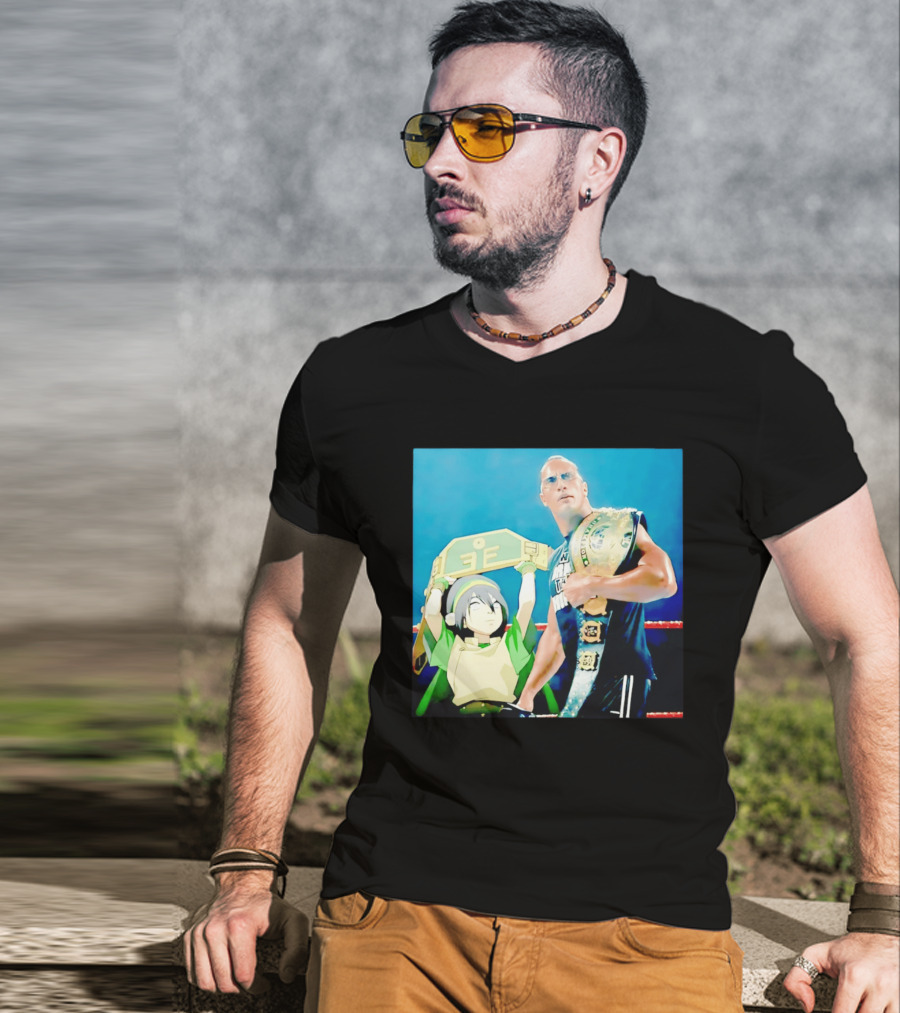 Dwayne The Rock Johnson Meets The Boulder Avatar Crossover Scene T-Shirt