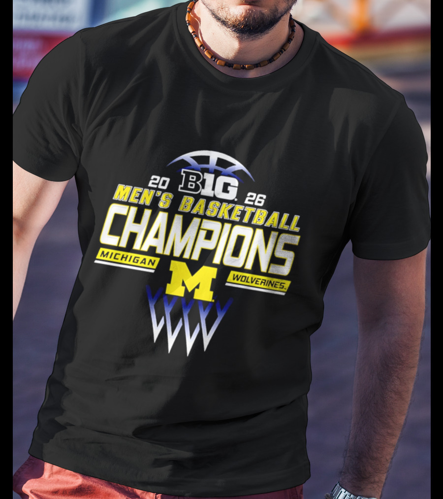 Big Ten 2026 Michigan Wolverines Men's Basketball Champions T-Shirt