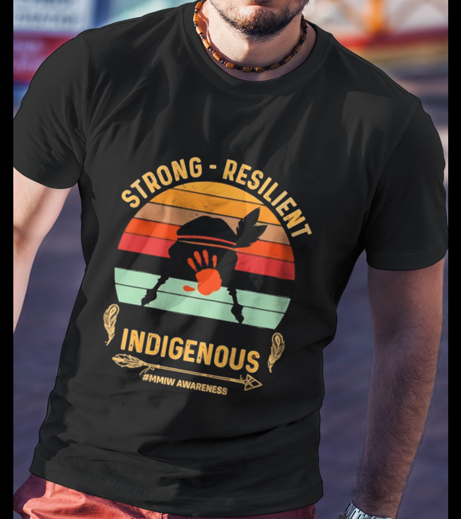 Strong Resilient Indigenous Awareness Handprint Sunset T-Shirt