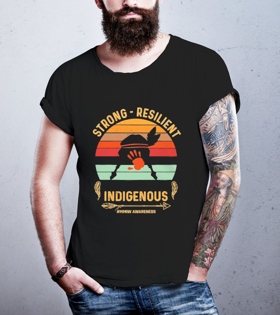 Strong Resilient Indigenous Awareness Handprint Sunset T-Shirt