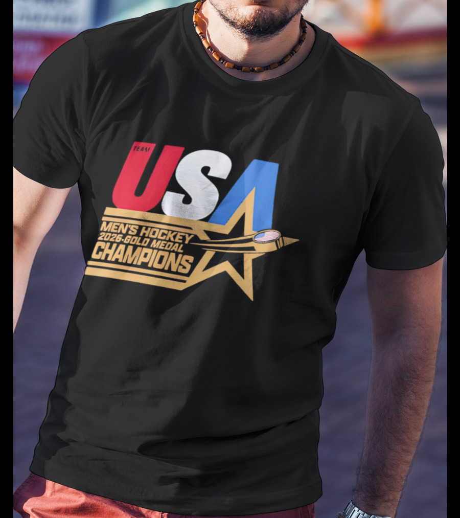 USA Men's Hockey 2026 Gold Medal Champions Star T-Shirt