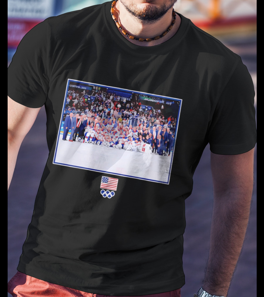 US Men's Olympic Hockey Team Cortina Milano Winter Games Victory T-Shirt