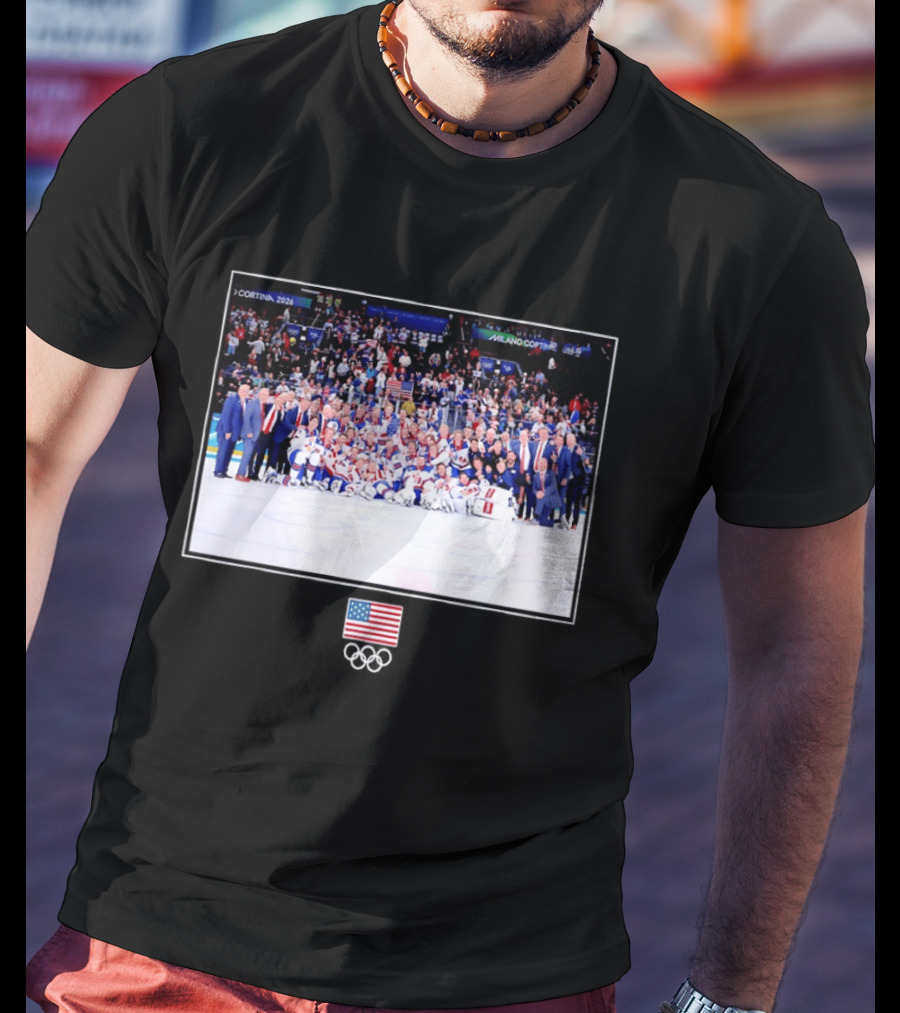 USA Hockey Team Cortina Milano 2026 Olympic Celebration T-Shirt