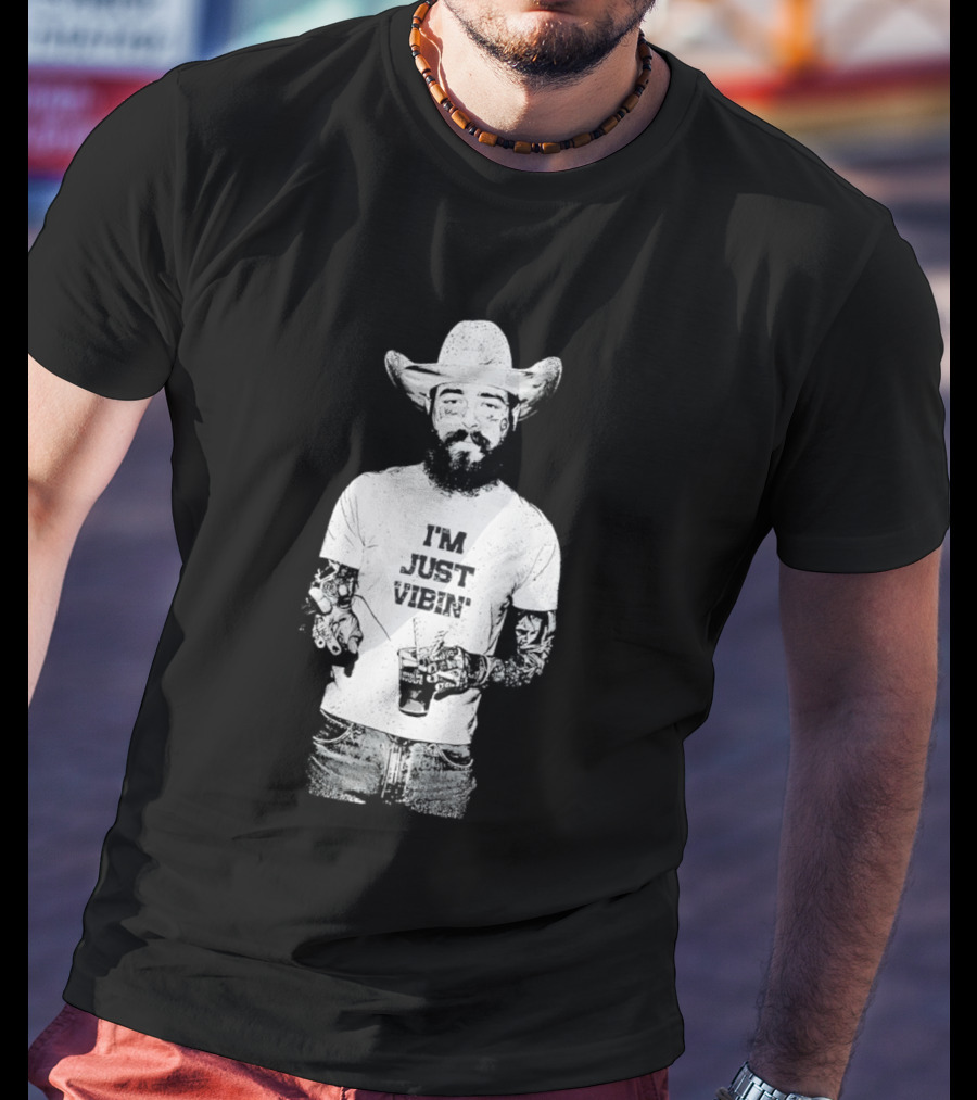 Post Malone Western Posty Cowboy Hat I'm Just Vibin T-Shirt