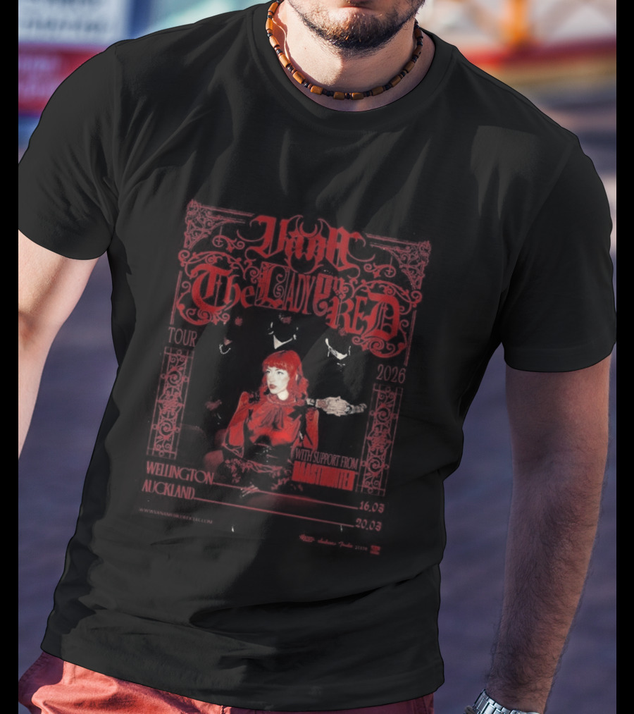 Vana The Lady In Red Tour 2026 New Zealand Wellington Auckland March 16 20 T-Shirt