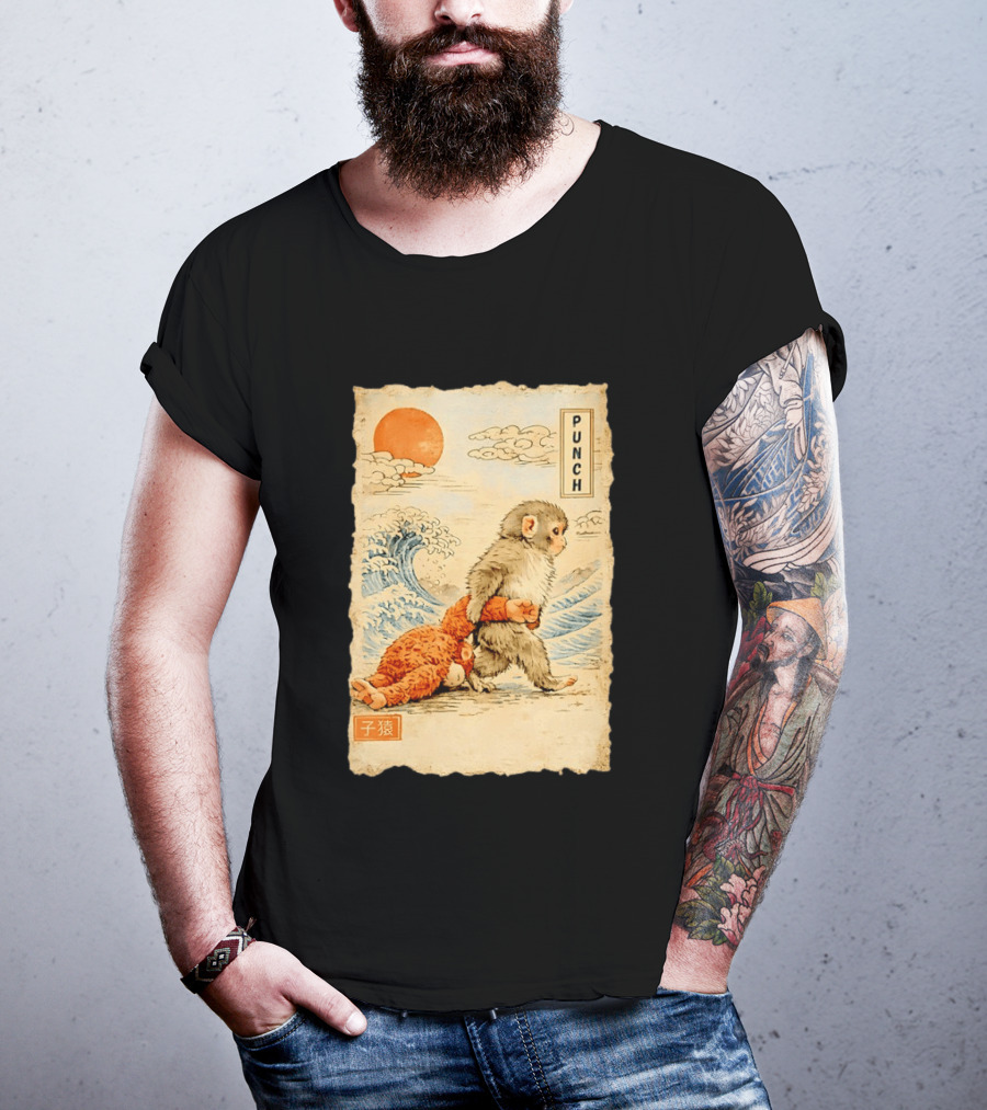 Punch Monkey Ukiyo E Wave Sun Kanji T-Shirt
