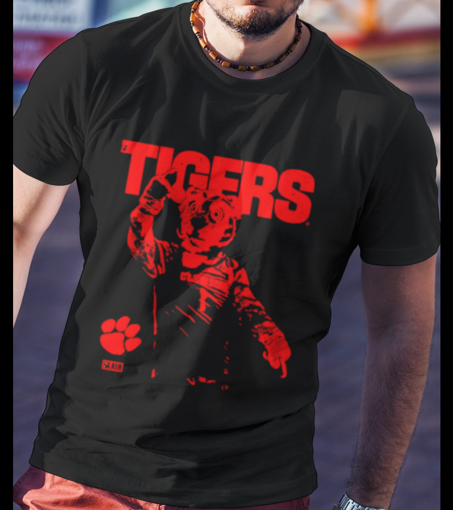 Clemson Tigers Mascot Slam Paw Print T-Shirt
