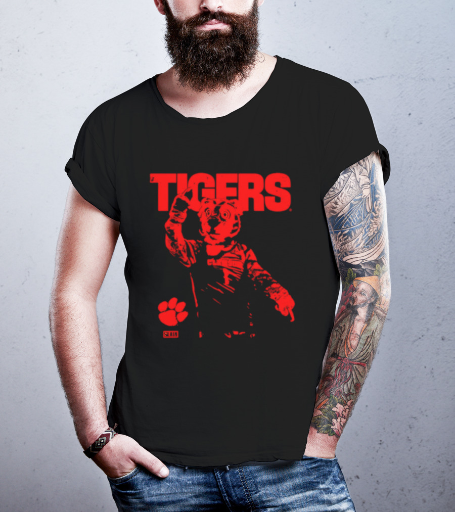 Clemson Tigers Mascot Slam Paw Print T-Shirt
