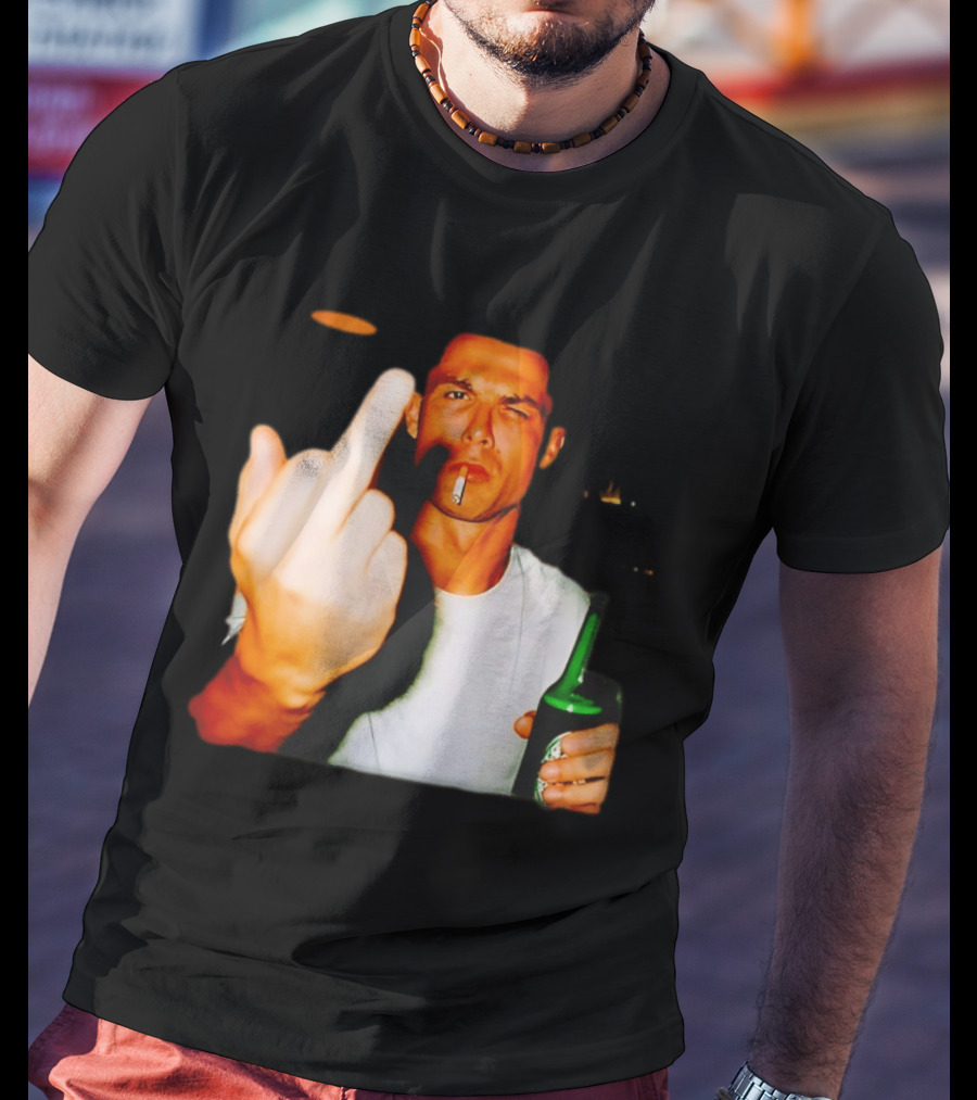 Cristiano Ronaldo Middle Finger Smoking Drinking After Hours T-Shirt