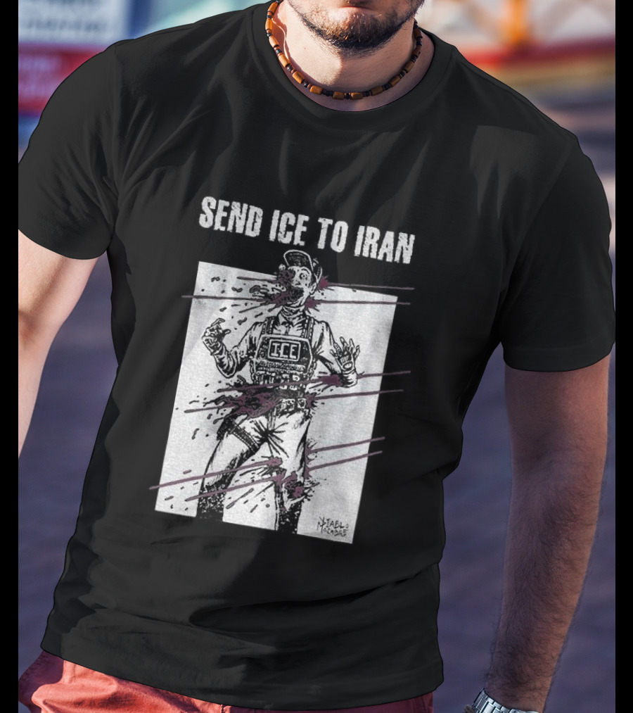 Send Ice To Iran Pink Paint Streaks T-Shirt