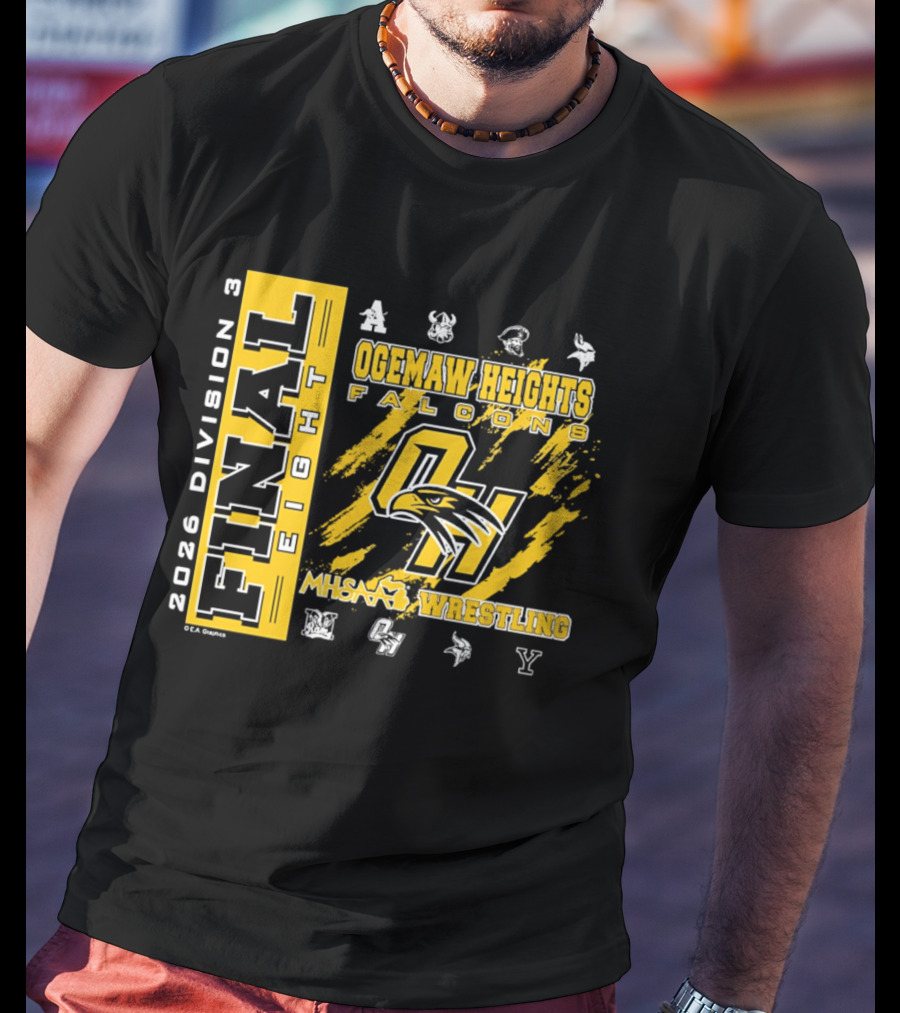 Ogemaw Heights Falcons 2026 Division 3 Final Eight MHSAA Wrestling T-Shirt