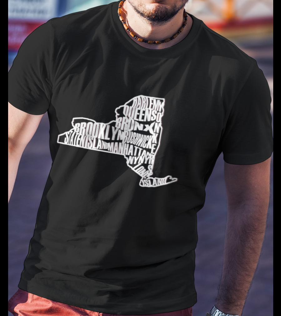 Brooklyn Queens Harlem Bronx Bushwick New York Map T-Shirt