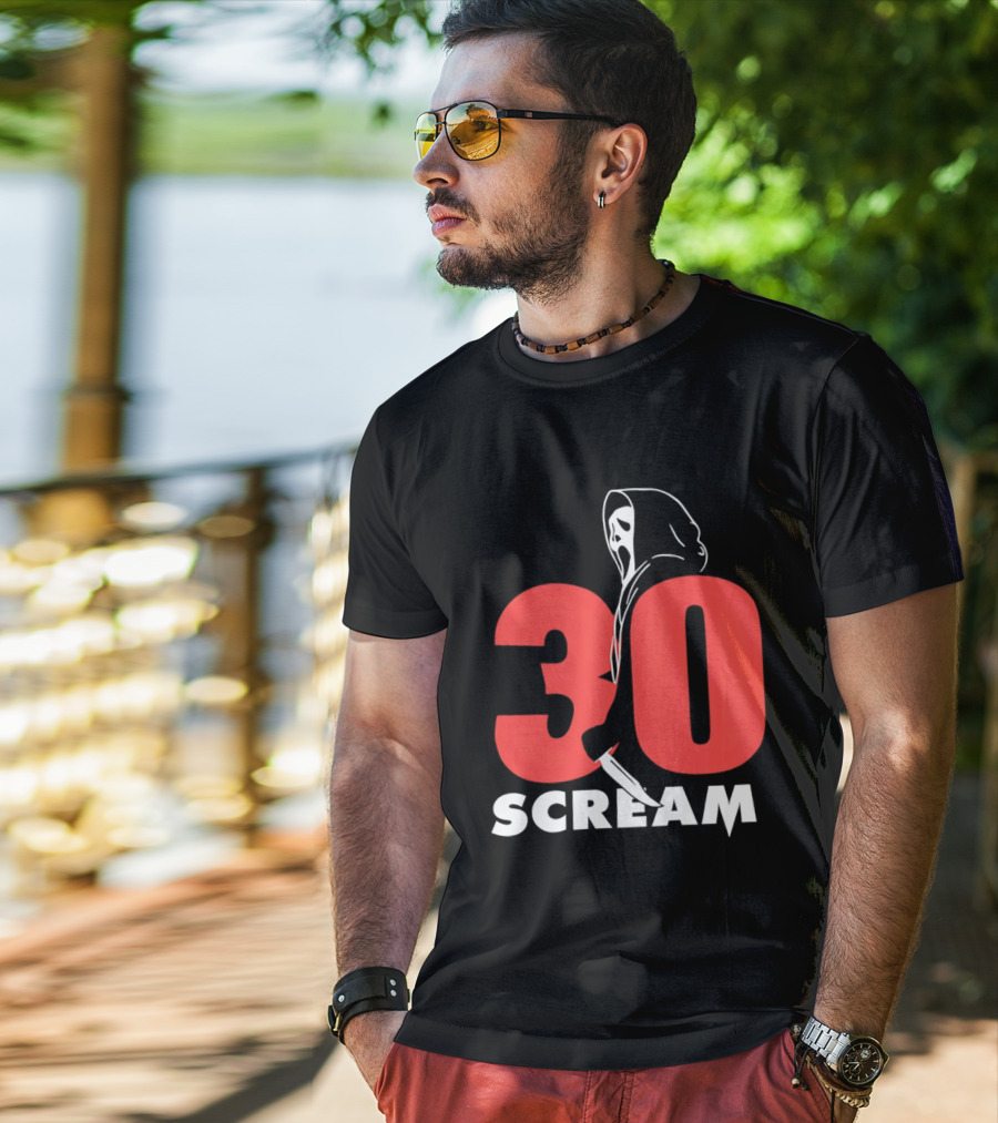 30 Scream Ghost Mask Scythe T-Shirt