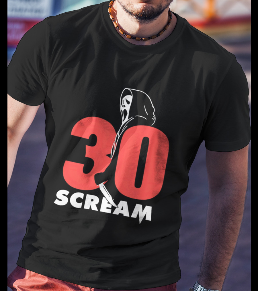 30 Scream Ghost Mask Scythe T-Shirt