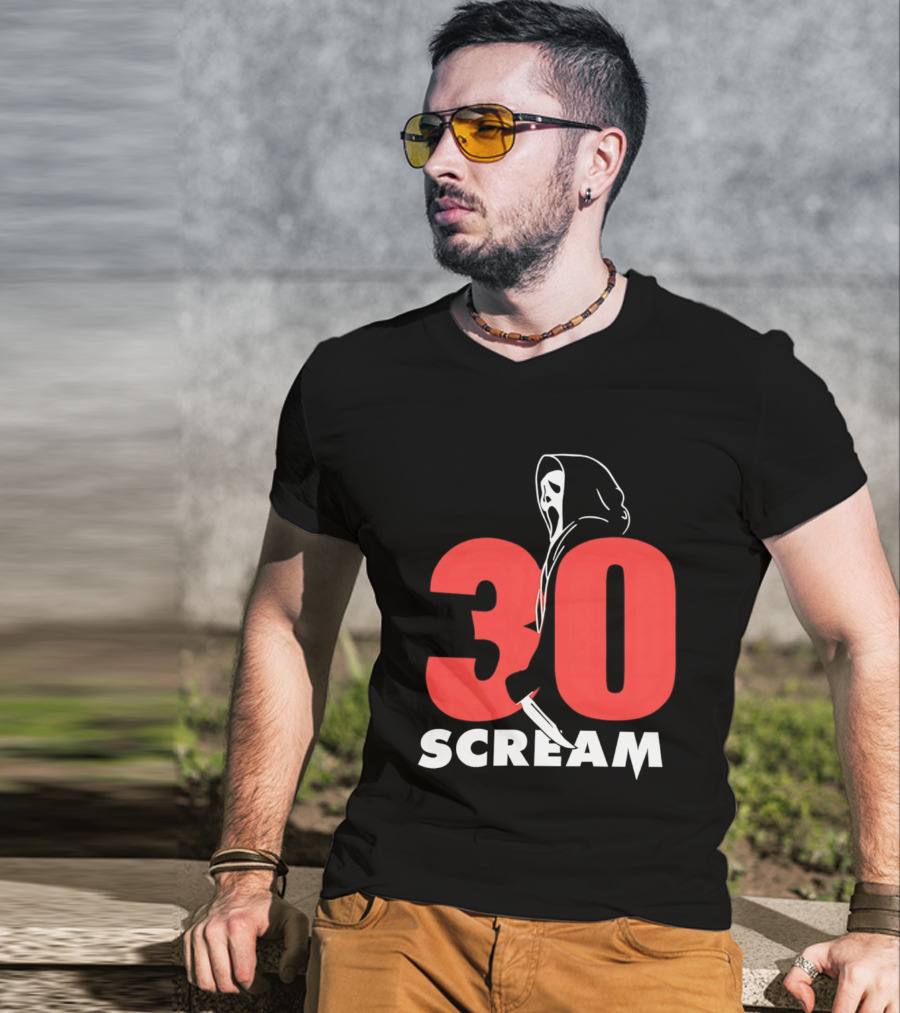 30 Scream Ghost Mask Scythe T-Shirt